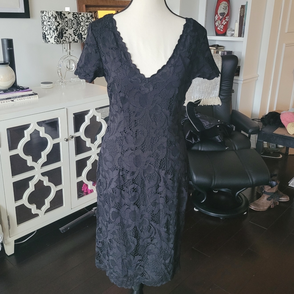 Black Lace V-neck Dress